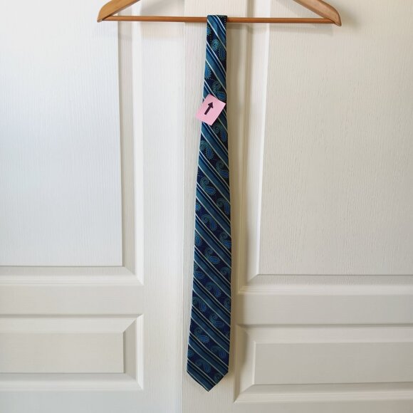 Ted Baker London Men's Blue Stripe/Paisley Silk Tie L60" W3.5" - Picture 8 of 12